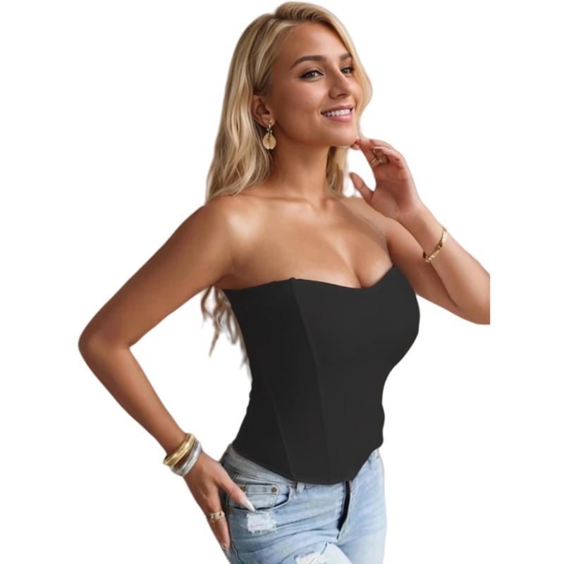 Womens Bustier Shapewear Corset Boned overbust Corset with Zipper